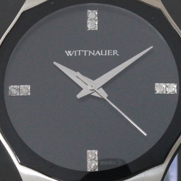 Wittnauer Ladies Dress Watch 8 Diamonds On Black Sun-ray Dial 36mm - Picture 13 of 13